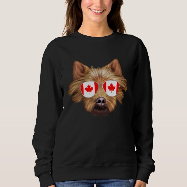 Sweatshirt Canadian Flag Australian Terrier Dog Canada Pocket (Devant)