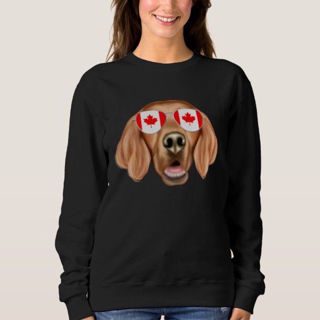 Sweatshirt Canadian Flag Irish Setter Dog Canada Pocket (Devant)