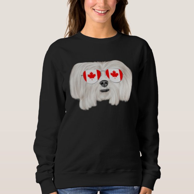 Sweatshirt Canadian Flag Maltese Dog Canada Pocket (Devant)