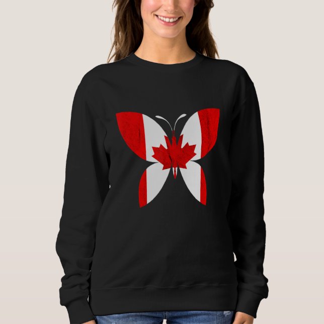 Sweatshirt Canadian Pride Butterfly Maple Leaf Canadian Flag  (Devant)