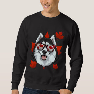 Sweatshirt Canadian Siberian Husky Chien Maple Leaf Patriotiq