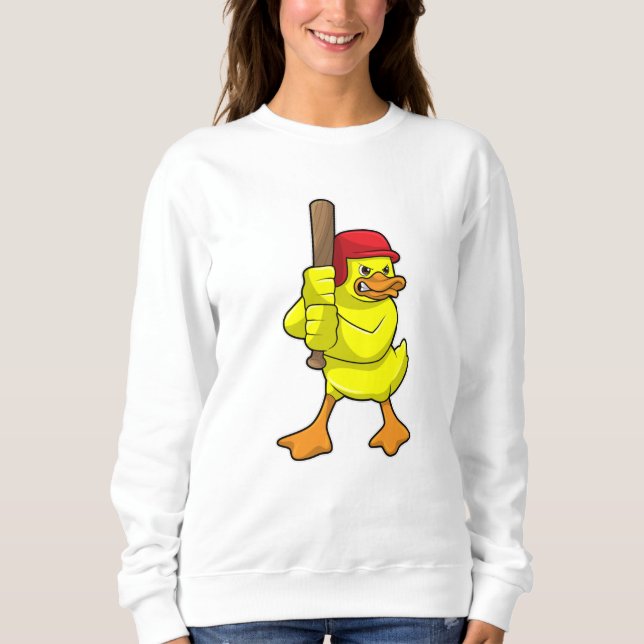 Sweatshirt Canard au baseball avec batte de baseball et Casqu (Devant)