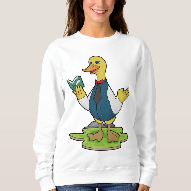 Sweatshirt Canard comme enseignant avec livre (Devant)