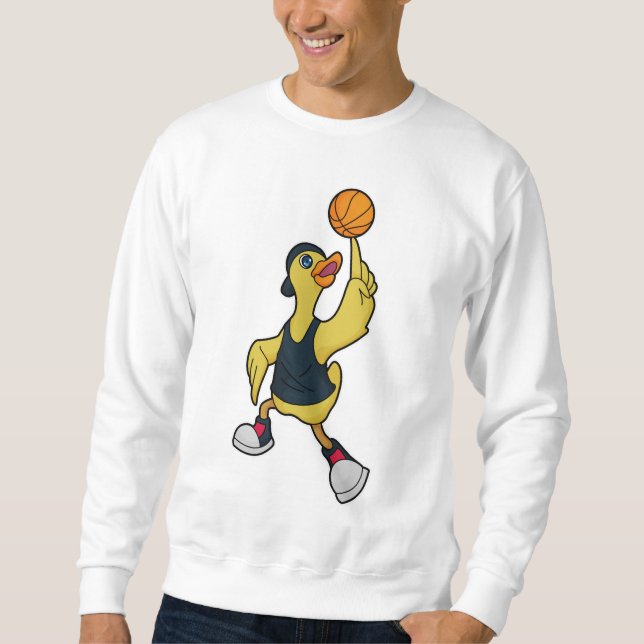 Sweatshirt Canard comme joueur de basketball avec basket-ball (Devant)