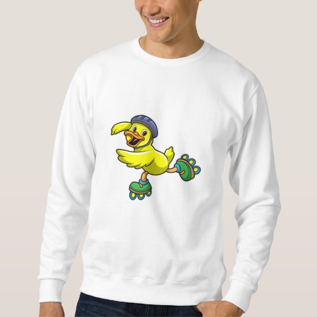 Sweatshirt Canard comme patineur avec patins et casque (Devant)