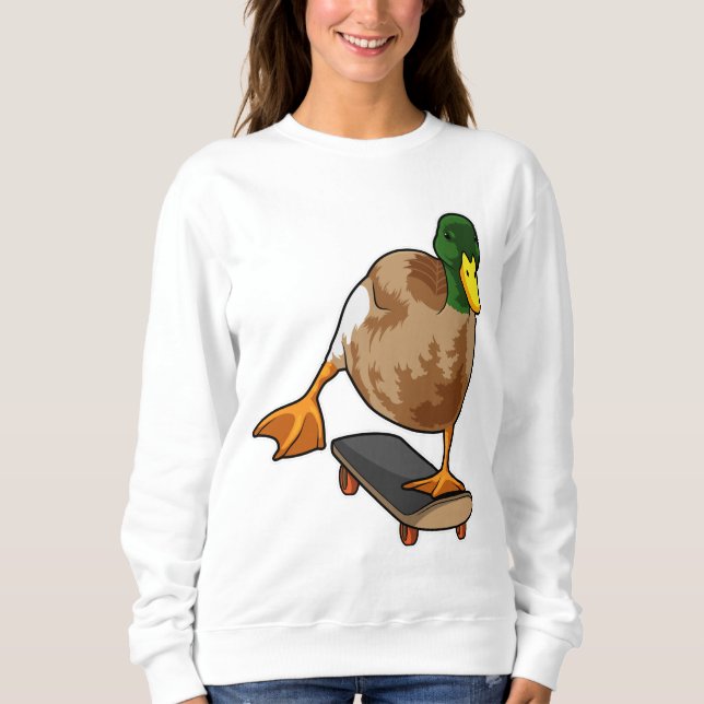 Sweatshirt Canard comme patineur avec skateboard (Devant)