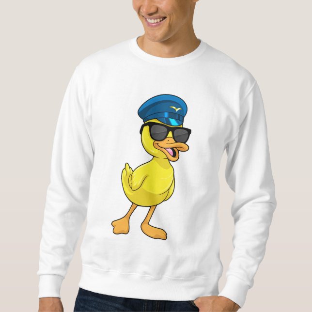 Sweatshirt Canard comme pilote avec casquette pilote (Devant)