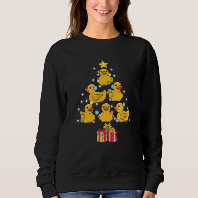 Sweatshirt Canard en caoutchouc noir Arbre de Noël (Devant)