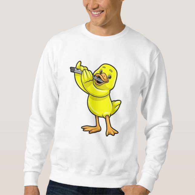 Sweatshirt Canard en musique avec Flûte (Devant)