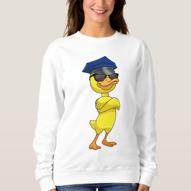 Sweatshirt Canard en tant qu'officier de police avec casquett (Devant)