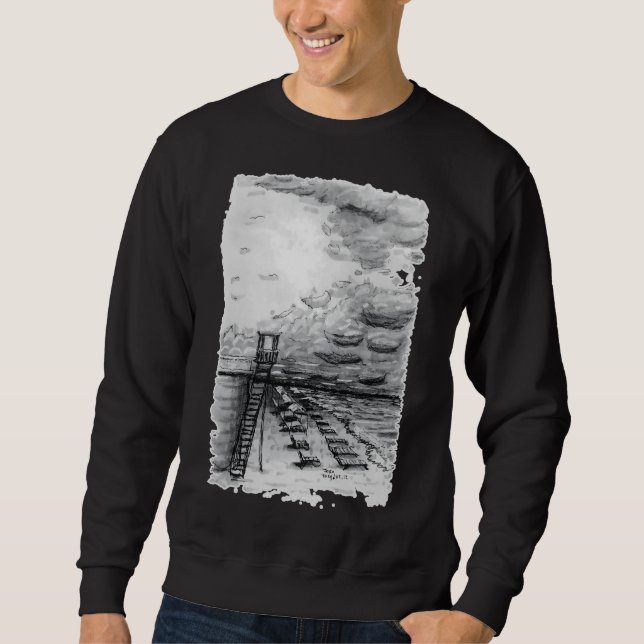 Sweatshirt Cancun Beach noir et blanc nuageux (Devant)