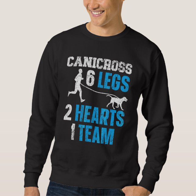Sweatshirt Canicross 6 Jambes 2 Coeurs 1 Chien d'équipe faisa (Devant)
