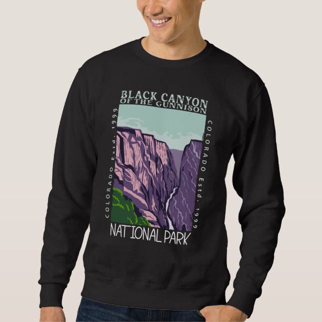 Sweatshirt Canyon Noir Du Parc National Gunnison Rétro (Devant)