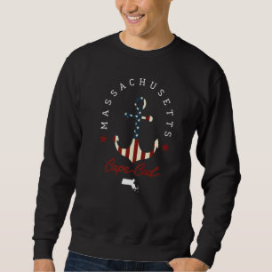 Sweatshirt Cape Cod Massachusetts State Map Ancre American F