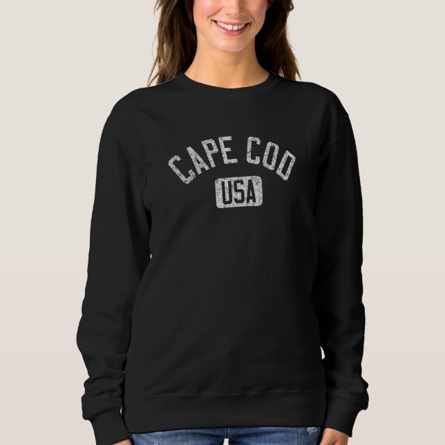 Sweatshirt Cape Cod USA Arched Text Distressed White Print (Devant)