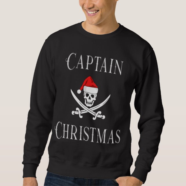 Sweatshirt Capitaine Noël Pirate Crâne Pirate Santa Hat B (Devant)