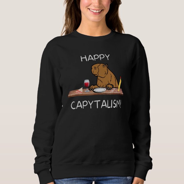 Sweatshirt Capitalisme heureux Capybara Big Rodent (Devant)