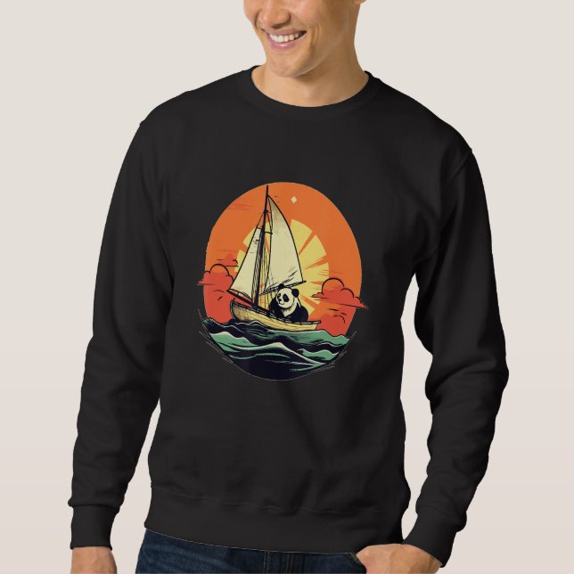 Sweatshirt Captain Panda Summer Boat Family Vacation (Devant)