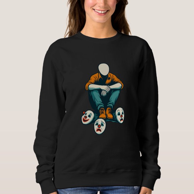 Sweatshirt Capuche Multi-Visage de Style Joker Mode Psychedel (Devant)