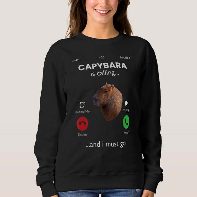 Sweatshirt Capybara Appelle Et Je Dois Aller Capybara (Devant)