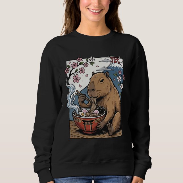 Sweatshirt Capybara Eating Ramen (Devant)