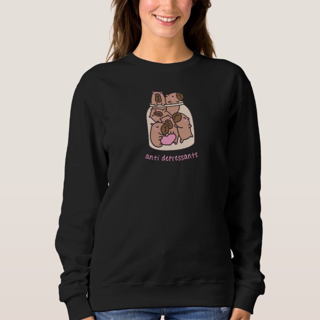 Sweatshirt Capybara Jar Art - "Anti-Depressants" Whimsical (Devant)