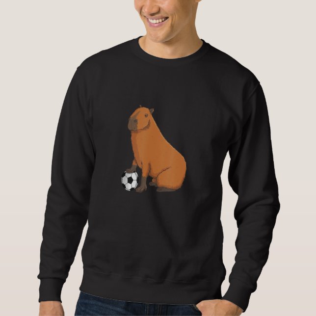 Sweatshirt Capybara Meme Soccer player with Football (Devant)