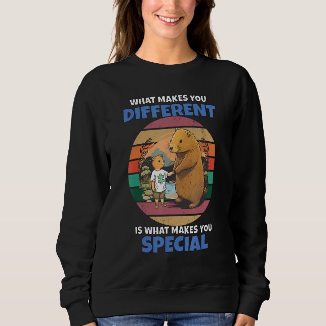Sweatshirt Capybara Mom and Child Puzzle Autism Awareness Mon (Devant)