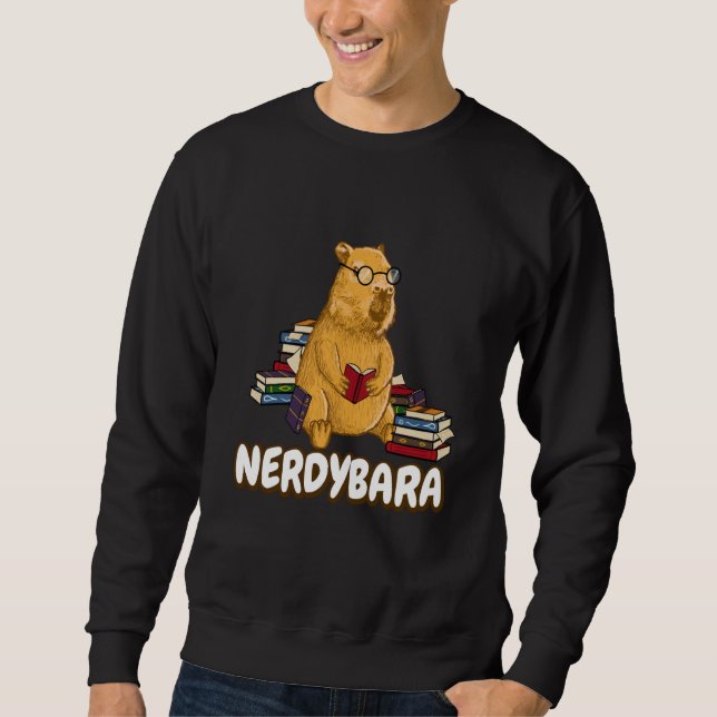 Sweatshirt Capybara Nerdybara Book reading Teacher School Ner (Devant)