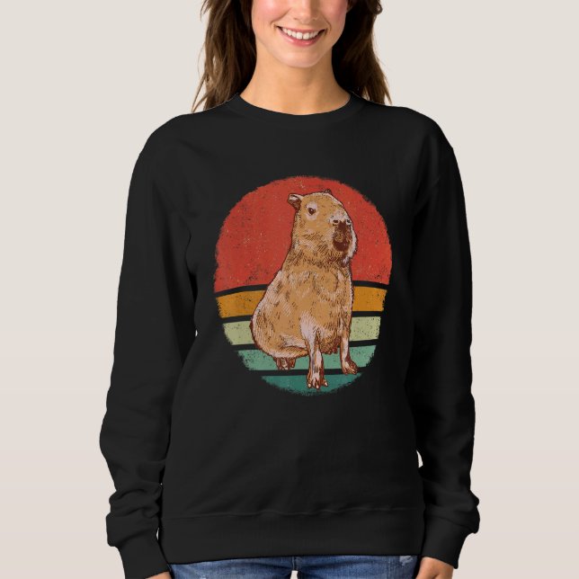 Sweatshirt Capybara Rodent Animal Retro Sunset (Devant)