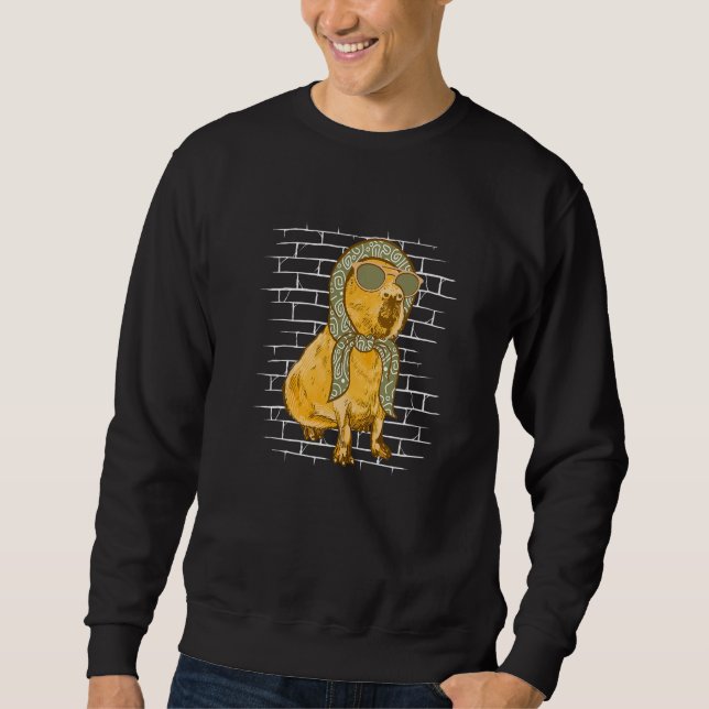 Sweatshirt Capybara Scarf Sunglasses  Guinea Pig Animal Capyb (Devant)