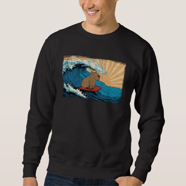 Sweatshirt Capybara Wave  Capibara Surfboard Surfer (Devant)