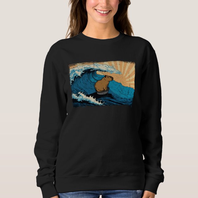 Sweatshirt Capybara Wave  Surfing Rodent Animal (Devant)