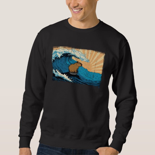 Sweatshirt Capybara Wave  Surfing Rodent Animal (Devant)