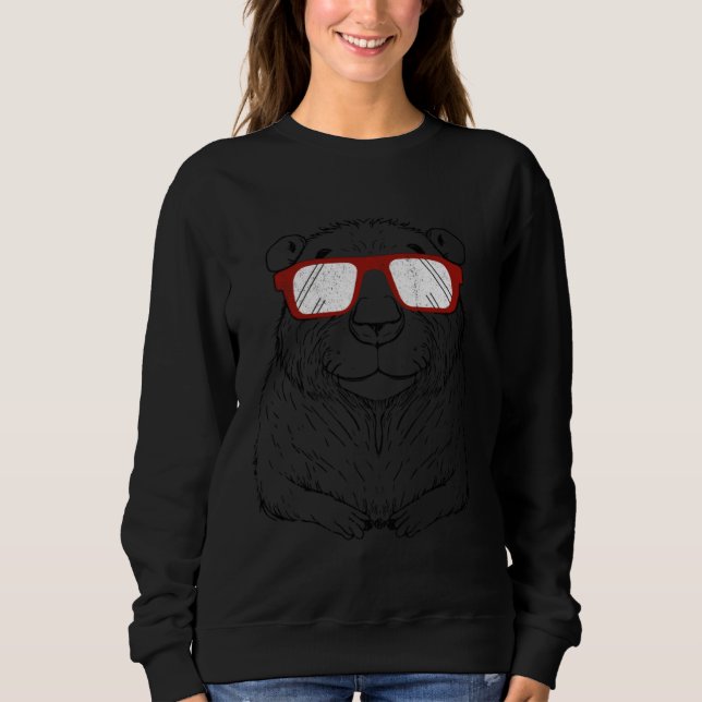 Sweatshirt Capybara Wearing Red Glasses  Capibara Gnawer (Devant)