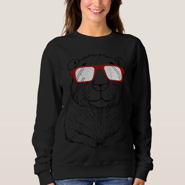 Sweatshirt Capybara Wearing Red Glasses  Gnawer Capibara (Devant)