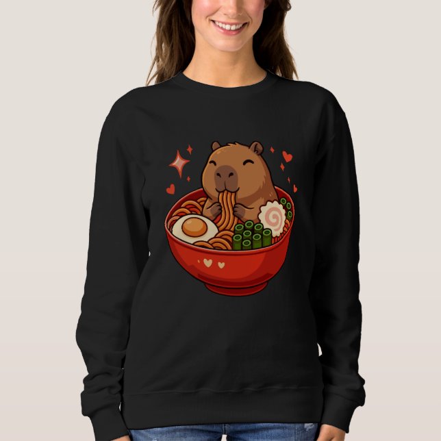 Sweatshirt Capybara with Noodles Ramen Kawaii Capybara (Devant)