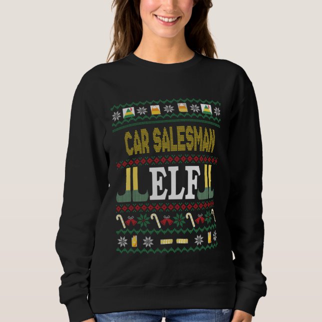 Sweatshirt Car Salesman Elf  Christmas (Devant)