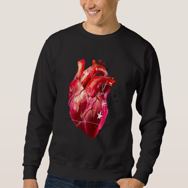 Sweatshirt Cardiologue Coeur Et Fleurs Anatomiques Design (Devant)