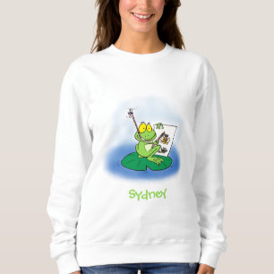 Sweatshirt Caricature amusante de grenouille verte