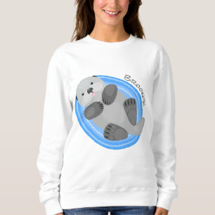 Sweatshirt Caricature bleu loutre de mer joyeux