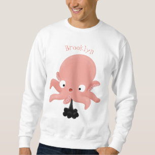 Sweatshirt Caricature de bébé pieuvre rose mignonne humour