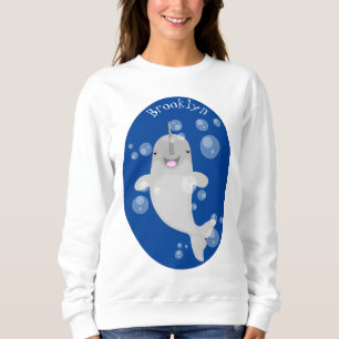 Sweatshirt Caricature de bulles de narval joyeux