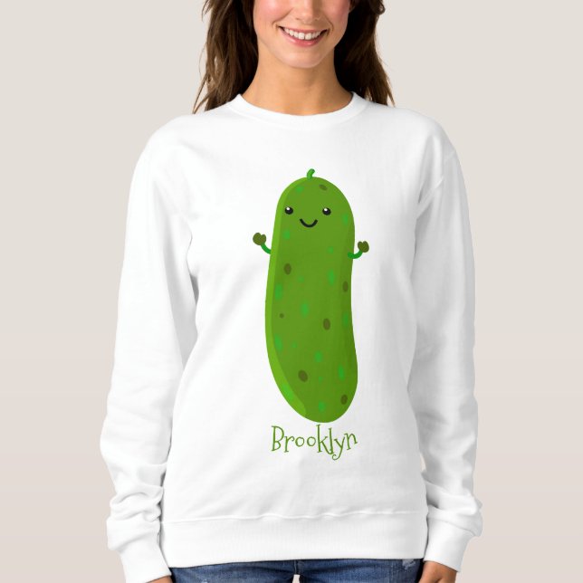 Sweatshirt Caricature de cornichon joyeux (Devant)
