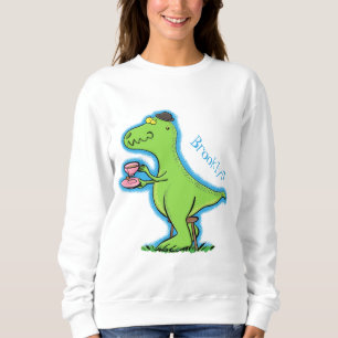 Sweatshirt Caricature de dinosaure vert t rex