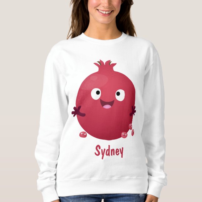 Sweatshirt Caricature de fruits à la grenade joyeux (Devant)