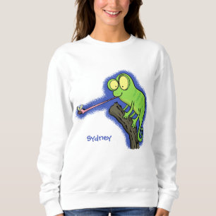 Sweatshirt Caricature de lézard de caméléon vert joyeux