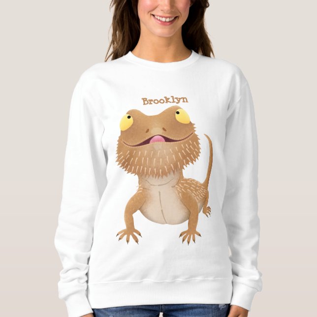 Sweatshirt Caricature de lézard de dragon à barbe (Devant)