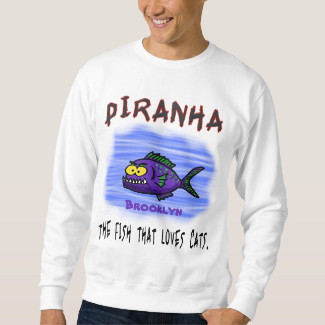 Sweatshirt Caricature de poisson de Piranha (Devant)