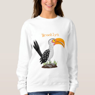 Sweatshirt Caricature d'oiseau de safari de barbecue jaune am